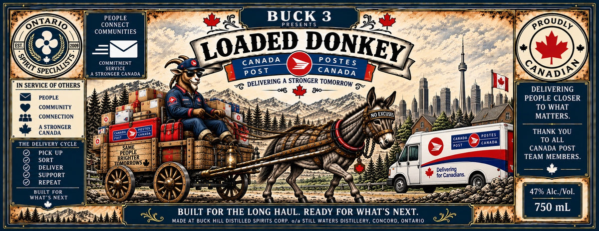 Loaded Donkey postal themed edition whisky label