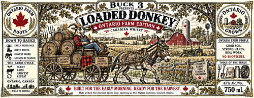 Loaded Donkey Ontario Farm Edition Canadian whisky label