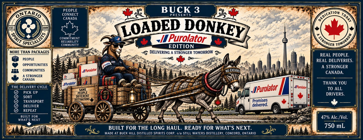 Loaded Donkey courier themed edition whisky label