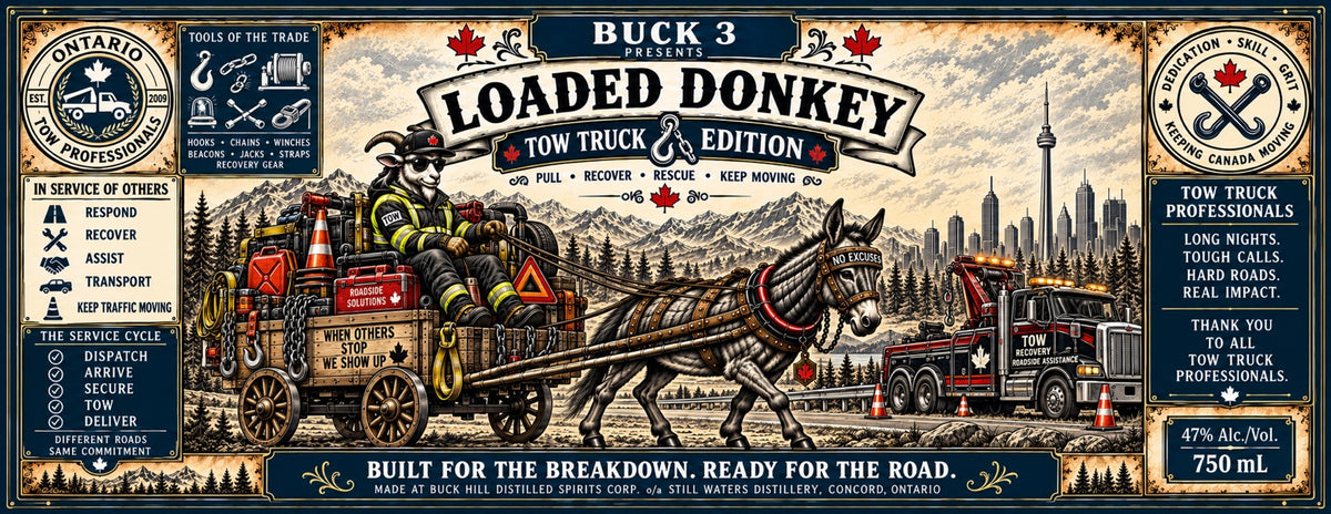 Loaded Donkey Tow Truck Edition whisky label